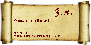 Zombori Ahmed névjegykártya
